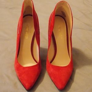 Nine West Women's Red Suede Heels 6M